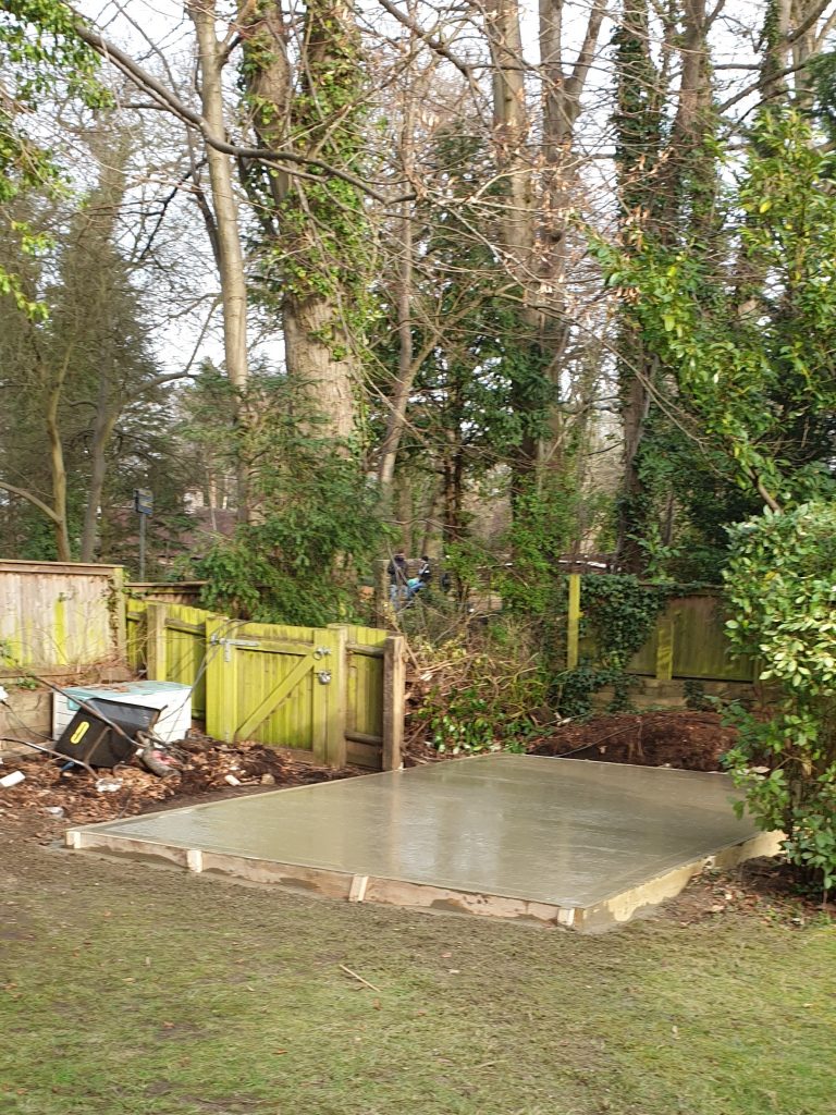 Hardstanding for a workshop